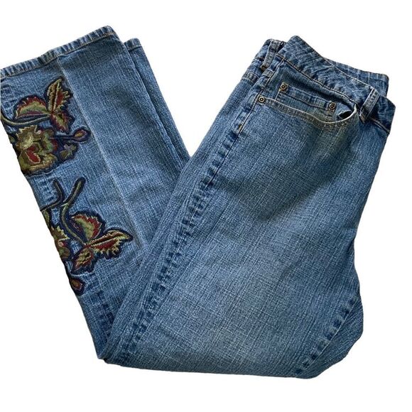 Arden B Vintage Y2K Embroidered Straight Leg Jeans Size 2 Floral Denim - Picture 5 of 9